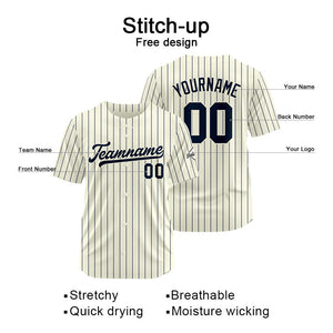 Camiseta de béisbol personalizada con diseño bordado & estilo hip hop & color crema y azul marino