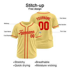Camiseta de béisbol personalizada con diseño bordado & estilo hip hop & color oro y rojo