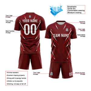 Conjunto personalizado de camiseta de uniforme rojo oscuro para niños y adultos