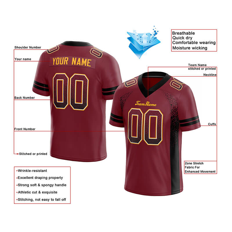custom authentic drift fashion football jersey red-navy mesh