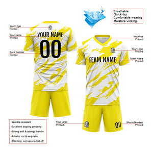 Uniforme de fútbol personalizado para niños y adultos & conjunto personalizado & camiseta desgastada & amarilla y blanca