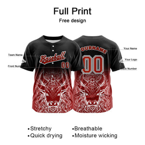 Camiseta de béisbol negra personalizada con botones para hombre mujer adulto y joven Nombre número y logotipo impresos