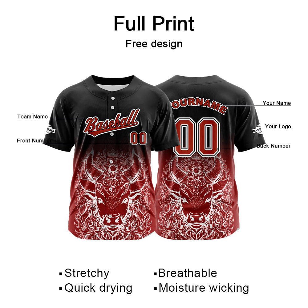 Camiseta de béisbol negra personalizada con botones para hombre mujer adulto y joven Nombre número y logotipo impresos