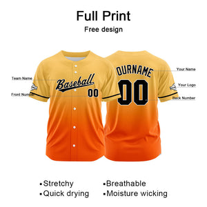 Camiseta de béisbol naranja con dise?o personalizado de estampado completo