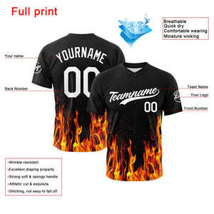 Dise?o personalizado de estampado completo para camiseta de béisbol con dise?o de llamas