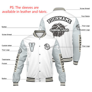 Chaquetas universitarias blancas y grises personalizadas para hombres & mujeres y jóvenes & Chaquetas Letterman personalizadas