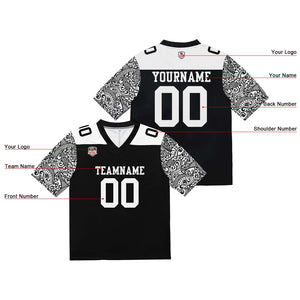 Camiseta de fútbol personalizada con nombre y número del equipo impresos y bordados-en blanco y negro