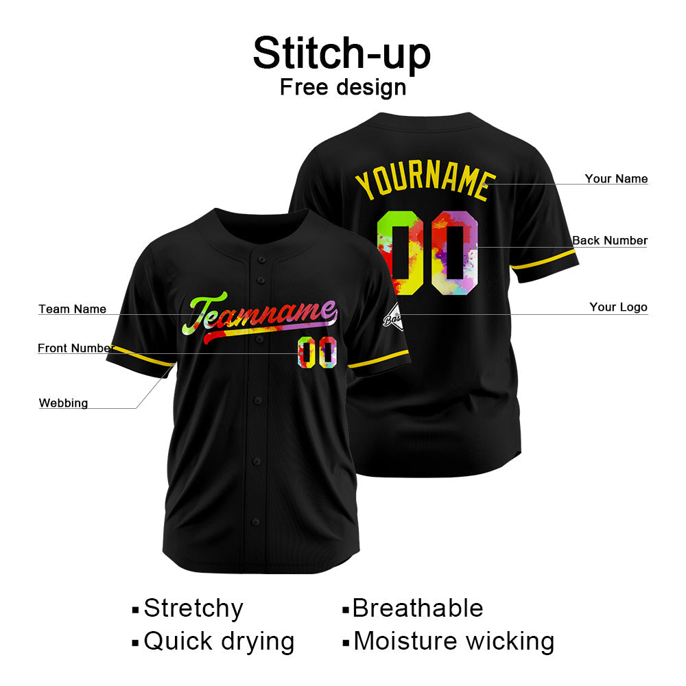 Camisetas de béisbol negras personalizadas con diseño bordado y estilo hip hop