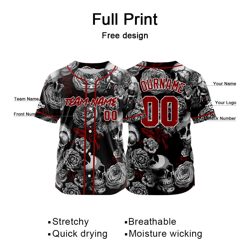 Camiseta de béisbol personalizada para hombres mujeres ni?os y jóvenes con bordados e impresión en gris y rojo
