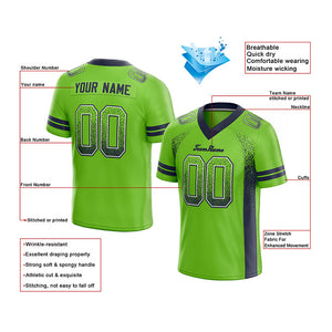 custom authentic drift fashion football jersey navy-neon green mesh