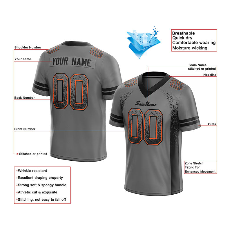 team custom authentic drift fashion football jersey navy-orange mesh
