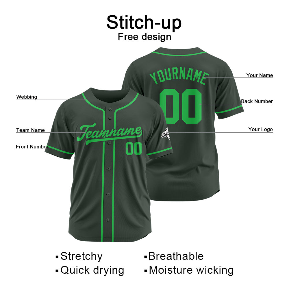Camiseta de béisbol personalizada con diseño bordado & estilo hip hop & color gris oscuro-verde
