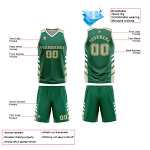 Uniforme de baloncesto personalizado verde y amarillo con tu logotipo-nombre y número impresos