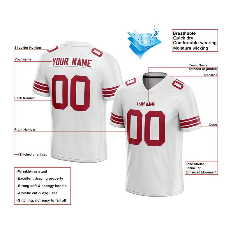 custom authentic football jersey white-red mesh