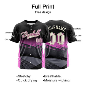 Camiseta de béisbol rosa personalizada con botones para hombre mujer adulto y joven Estampado de nombre número y logotipo