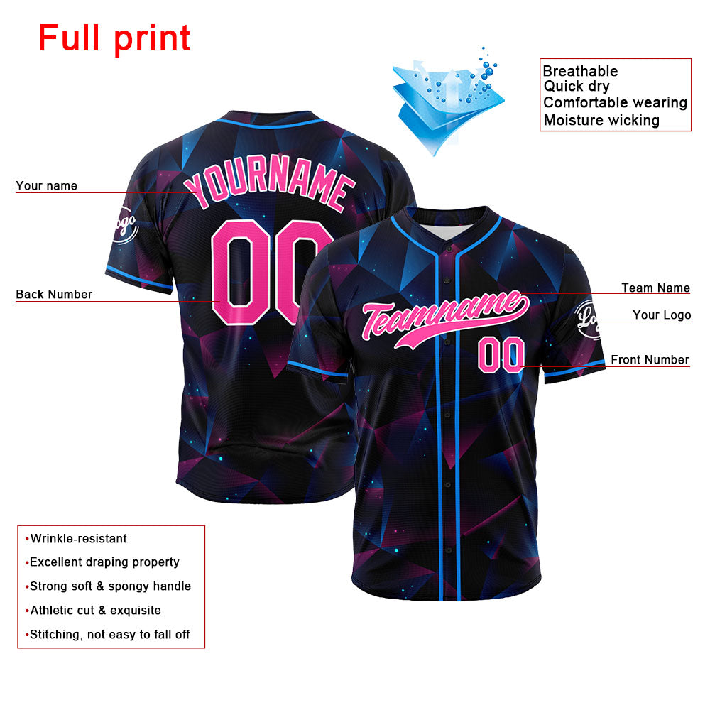 Dise?o personalizado de estampado completo para camiseta de béisbol con triángulo degradado