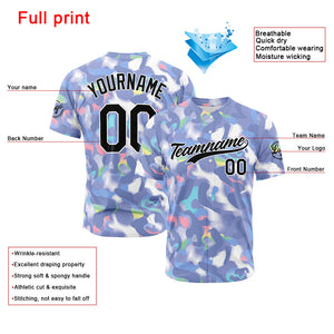 Camiseta de béisbol con dise?o personalizado estampado completo gris y azul