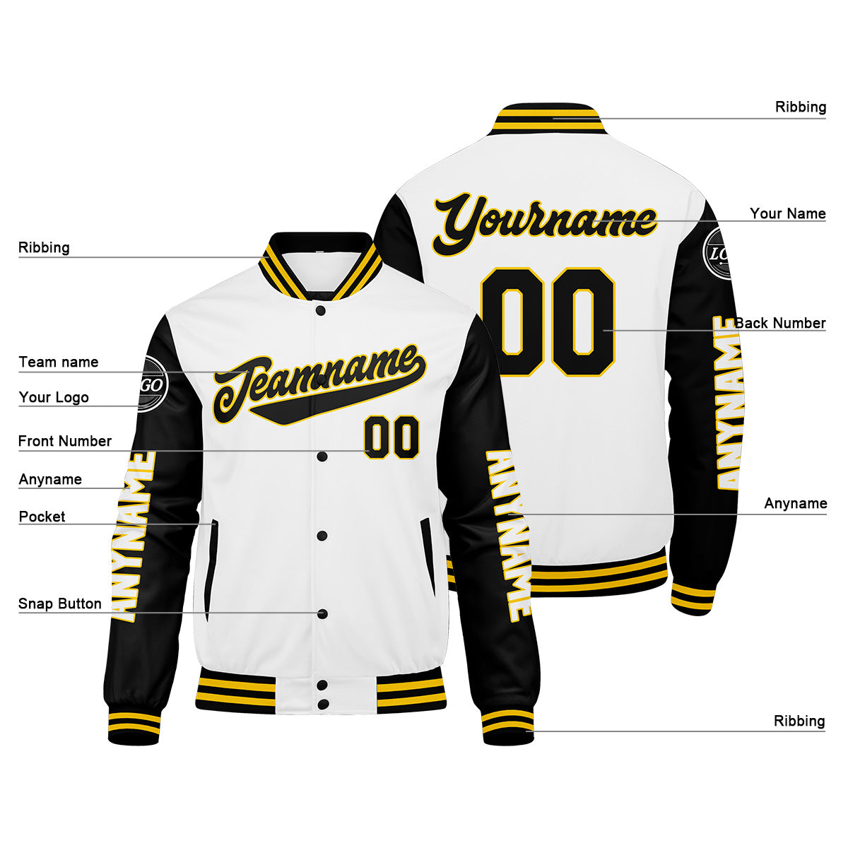 Chaquetas universitarias personalizadas negras y naranjas para hombres & mujeres y jóvenes & Chaquetas Letterman personalizadas