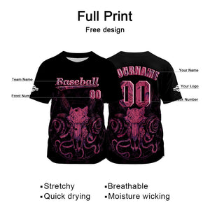 Camiseta de béisbol negra personalizada con nombre número y logotipo personalizados