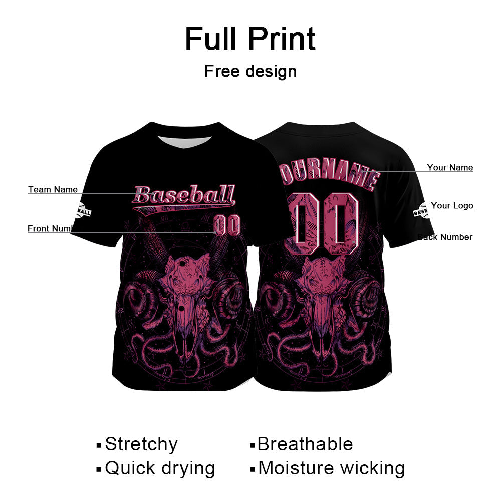 Camiseta de béisbol negra personalizada con nombre número y logotipo personalizados