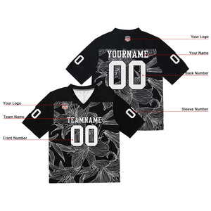 Camiseta de fútbol personalizada con nombre y número del equipo impresos y bordados-color negro