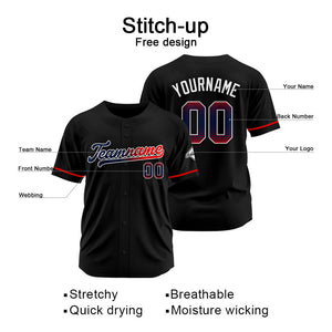 Camisetas de béisbol negras personalizadas con diseño bordado y estilo hip hop