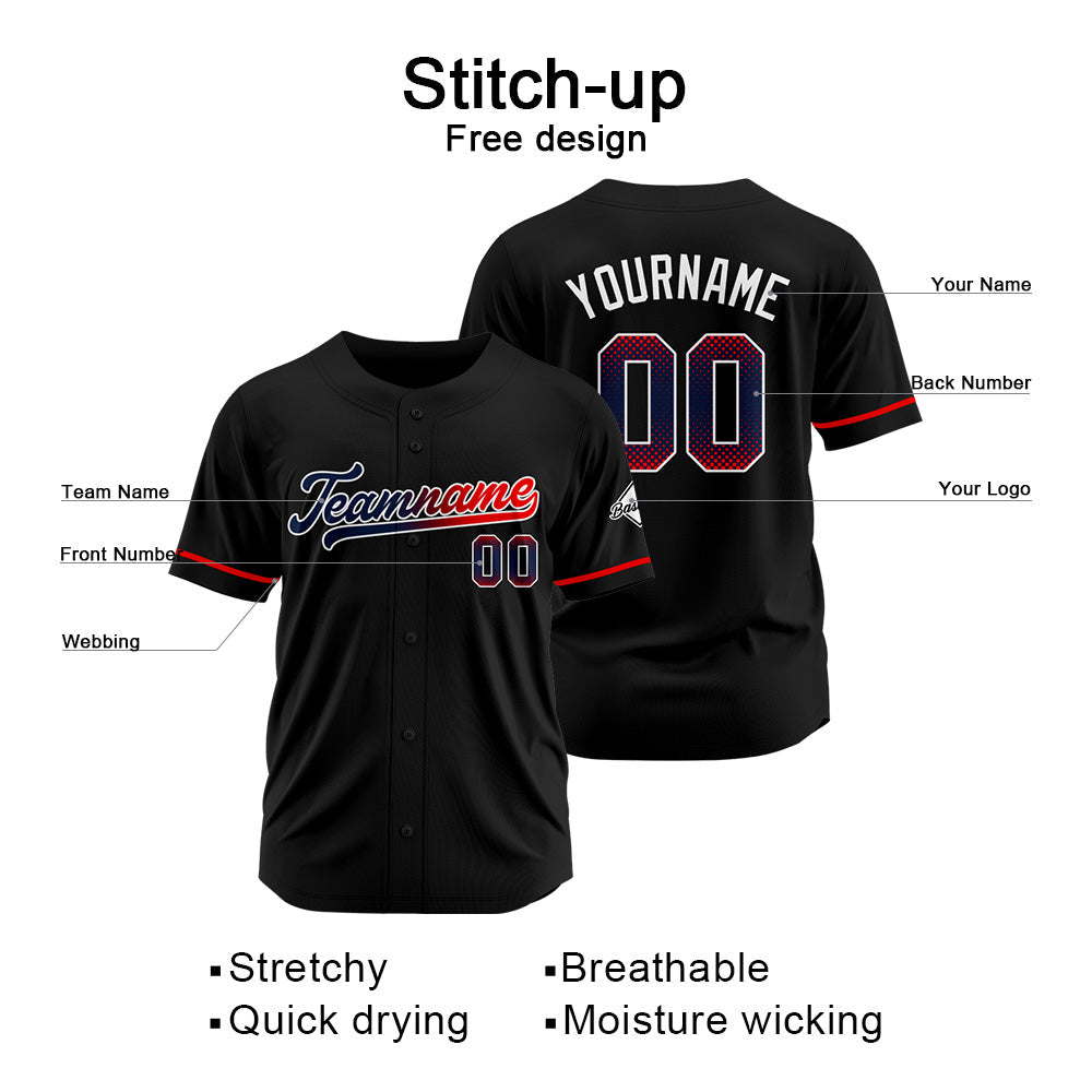 Camisetas de béisbol negras personalizadas con diseño bordado y estilo hip hop