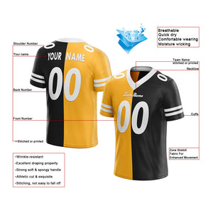 custom authentic split fashion football jersey black-yellow-white