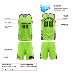 Uniforme de baloncesto personalizado verde y negro con tu logotipo-nombre y número impresos