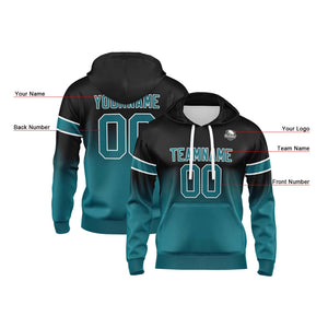 Sudadera con capucha personalizada con degradado para hombre-mujer-niña o niño Estampa tu logotipo-nombre y número en negro y verde