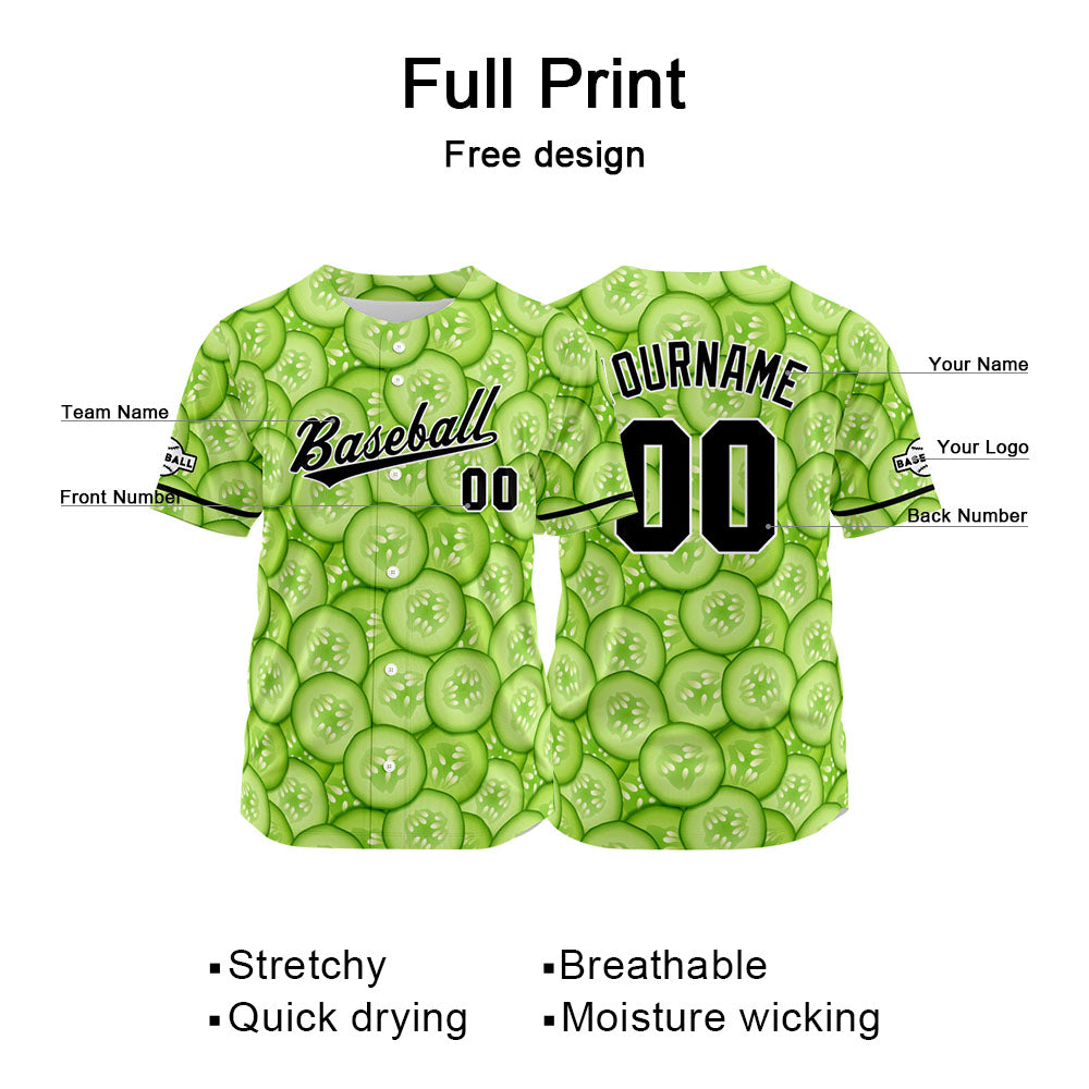 Camiseta de béisbol verde con dise?o personalizado estampado a todo color