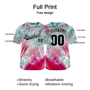 Dise?o personalizado de camiseta de béisbol con estampado completo en rojo y verde