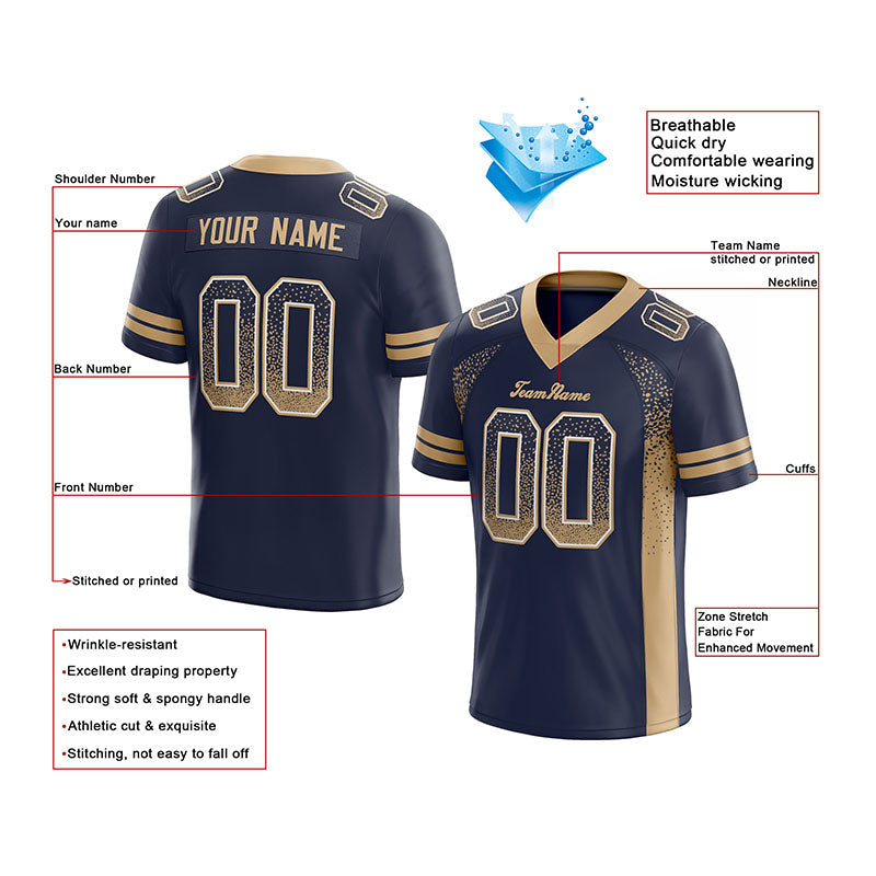 custom authentic drift fashion football jersey gold-navy mesh