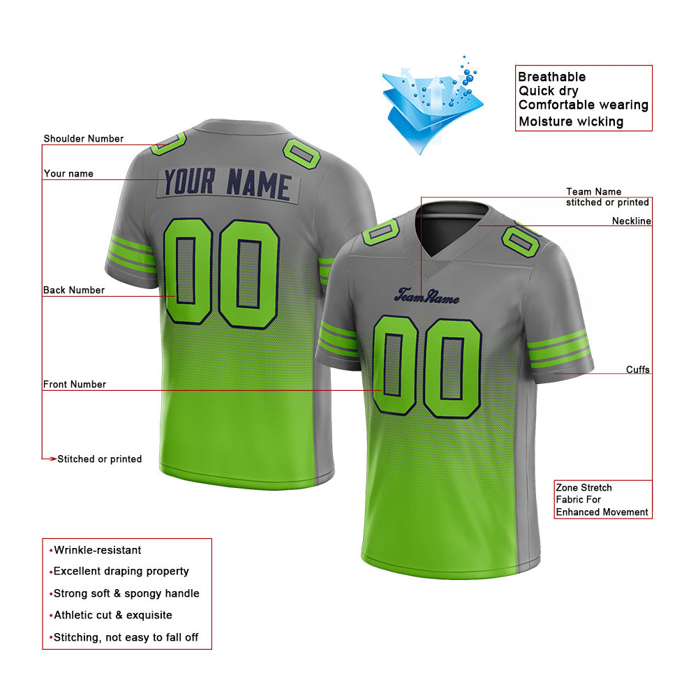 custom authentic gradient fashion football jersey neon green-navy