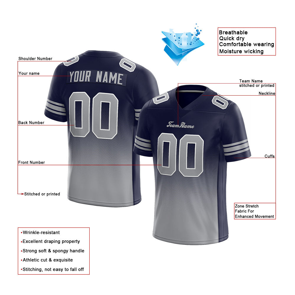 custom authentic gradient fashion football jersey white-royal-black