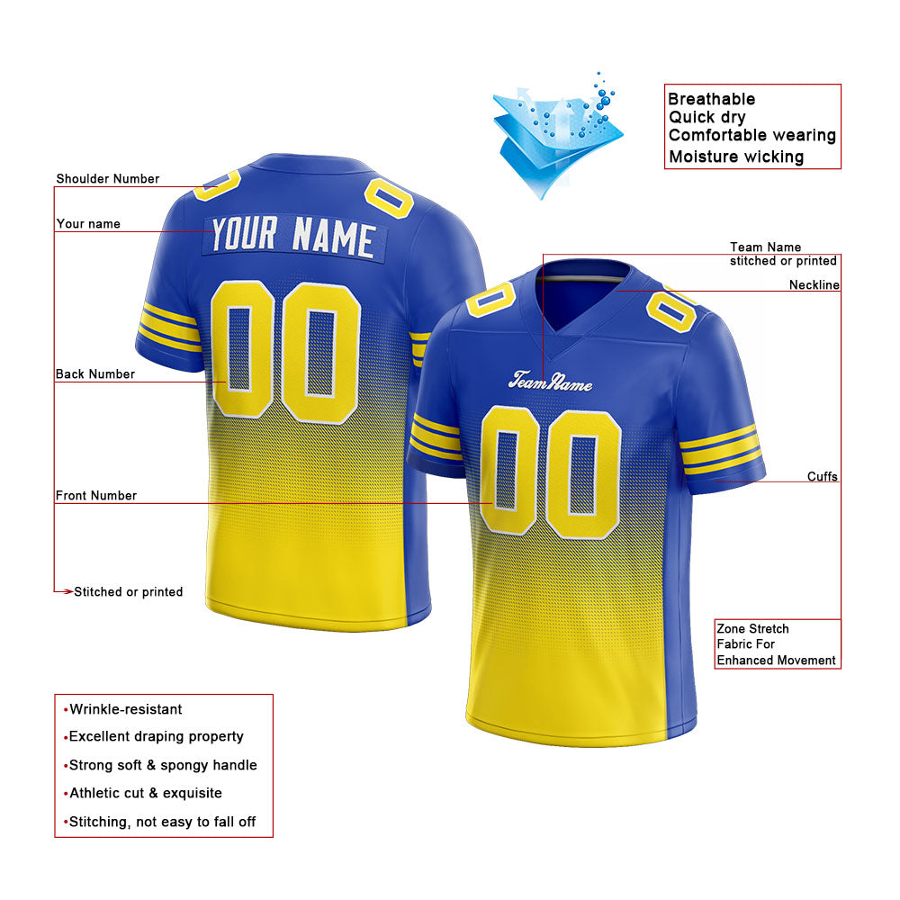 custom authentic gradient fashion football jersey white-blue-yellow