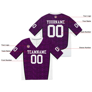 Camiseta de fútbol personalizada con nombre y número del equipo bordados-color morado