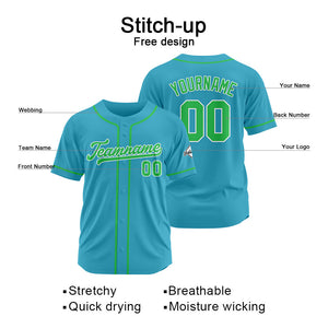Camiseta de béisbol personalizada con diseño bordado & estilo hip hop & color azul claro-verde