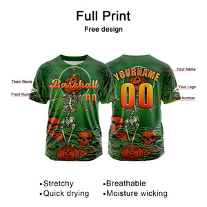 Camiseta de béisbol verde personalizada con botones para hombre mujer adulto y joven Nombre número y logotipo impresos