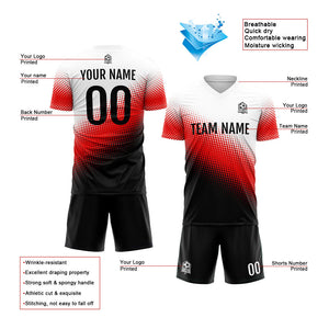Conjunto personalizado de uniforme de fútbol para niños y adultos: camiseta negra & roja y blanca