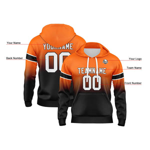 Sudadera con capucha personalizada con degradado para hombre-mujer-niña o niño Estampa tu logotipo-nombre o número Color naranja y negro