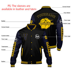 Chaquetas universitarias personalizadas negras y azul oscuro para hombres & mujeres y jóvenes & Chaquetas Letterman personalizadas