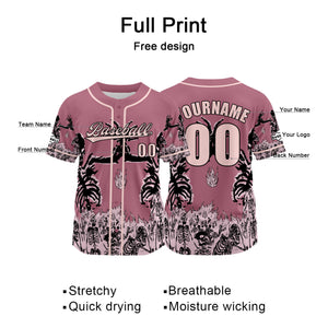 Camiseta de béisbol rosa personalizada con nombre número y logotipo personalizados