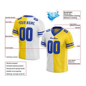 custom authentic split fashion football jersey yellow-white-royal mesh