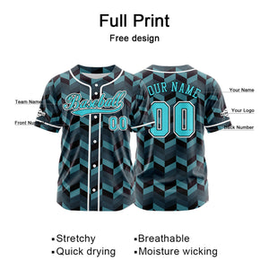 Camiseta de béisbol azul personalizada con botones para hombre mujer adulto y joven Estampado de nombre número y logotipo