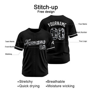 Camisetas de béisbol negras personalizadas con diseño bordado y estilo hip hop