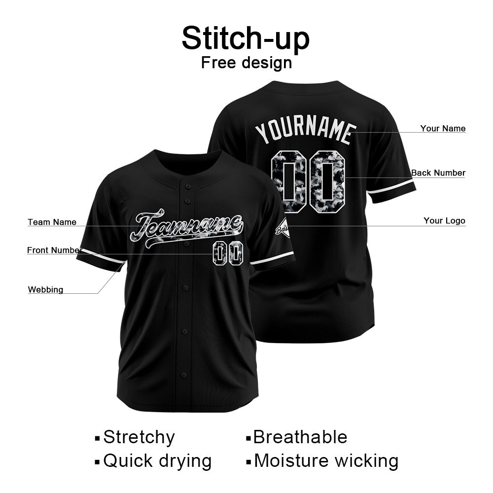 Camisetas de béisbol negras personalizadas con diseño bordado y estilo hip hop