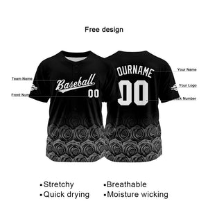 Camiseta de béisbol con dise?o personalizado estampado completo en rosa y gris