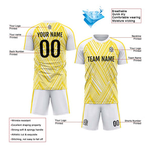 Conjunto personalizado de camiseta de fútbol para niños y adultos & color amarillo y blanco