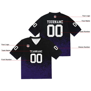 Camiseta de fútbol personalizada con nombre y número del equipo bordados-color negro y morado